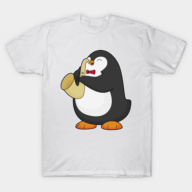 Penguin Musician Saxophone Music T-Shirt by Markus Schnabel